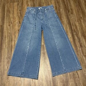Paige Frankie Inset Jeans Women's 28 Wide Leg Self Belt High Rise in Bristol